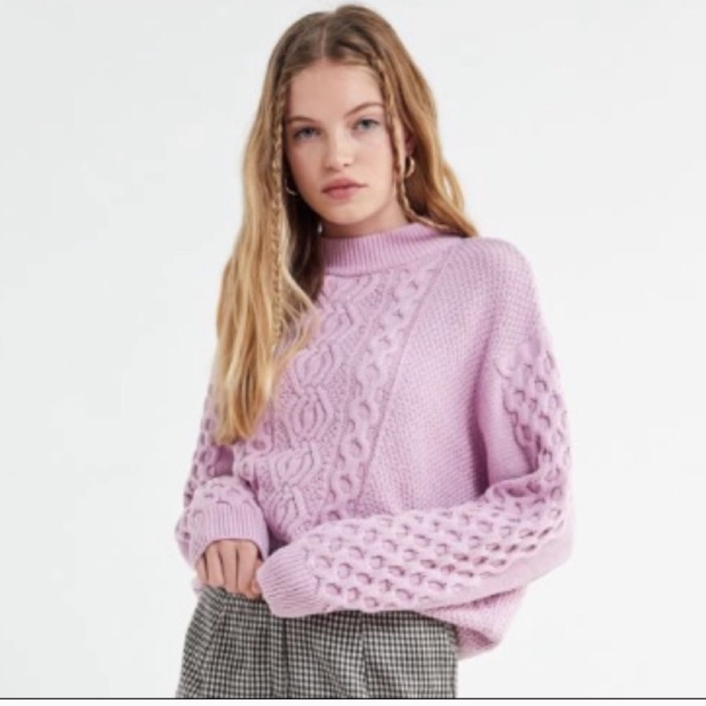 UO Mockneck Cable-knit Sweater Sz S